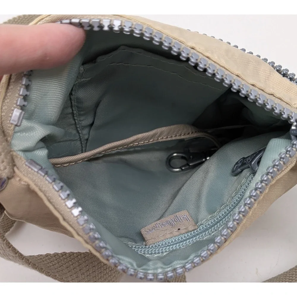 Mini Kipling Alvar Khaki Beige Tan Crossbody Triple Zip Bag Purse - No Monkey